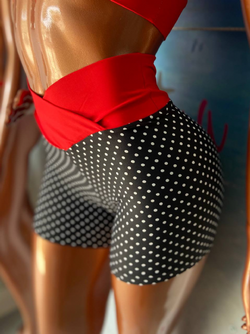 Short Fitness Modelador Po Preto cs Vermelho