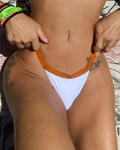 Calcinha Marquinha Fita Premium Branco/Terracota