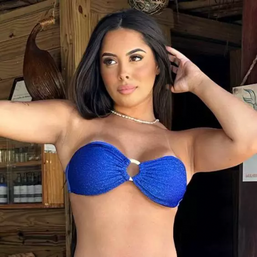 Top argola tomara que caia Azul Shine