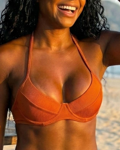 Top Meia Ta�a Canelado Terracota