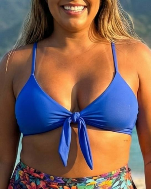 Top Blogueirinha de Amarrar Azul Bic