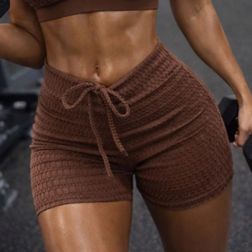 Short Fitness texturizado marrom