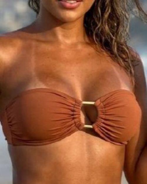 Top Miss Square Marrom Claro com bojo