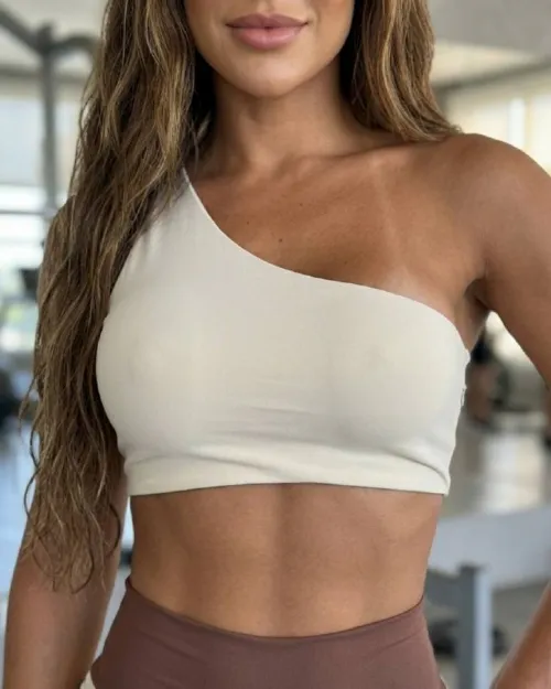 Top Fitness Lateral Off White Poliamida