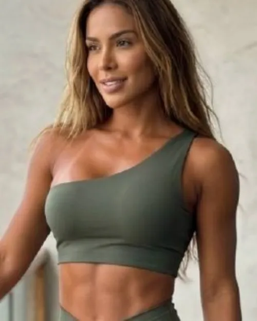 Top Fitness Lateral Verde Oliva Poliamida