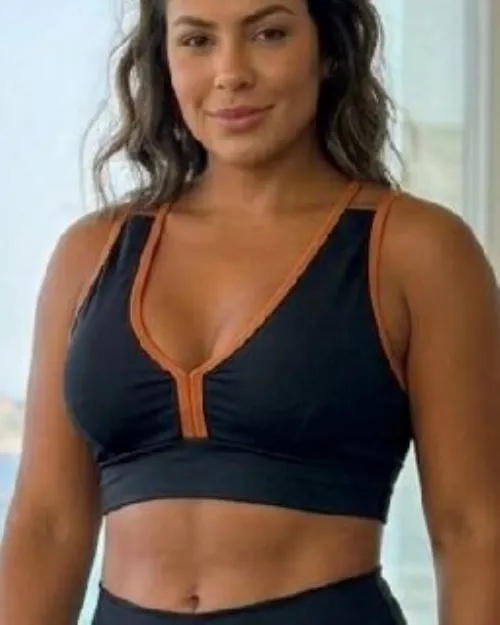 Top Fitness Tradicional Preto/Terracota