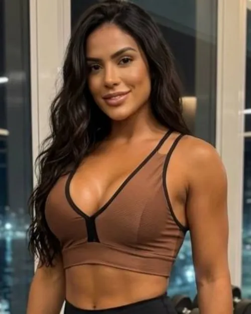 Top Fitness Tradicional Canelado Light Marrom/Preto