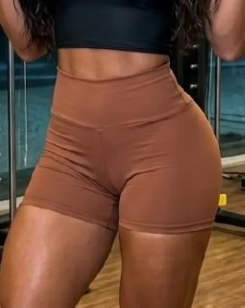 Short Fitness Marrom Claro Poliamida