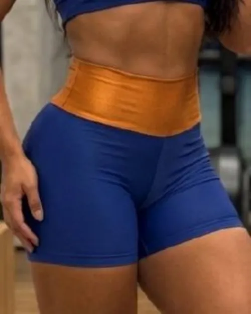 Short Fitness Azul Marinho/Terracota Poliamida