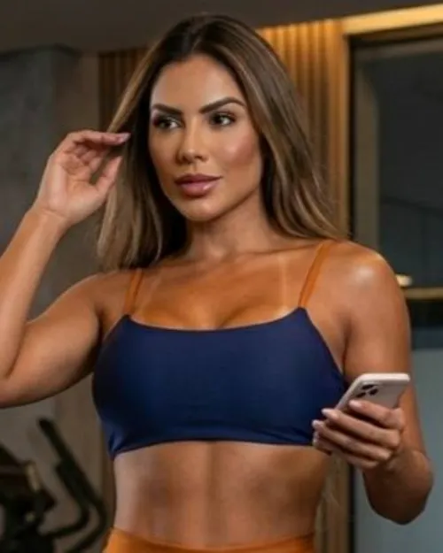 Top Fitness Thayn� Azul Marinho/Terracota Poliamida
