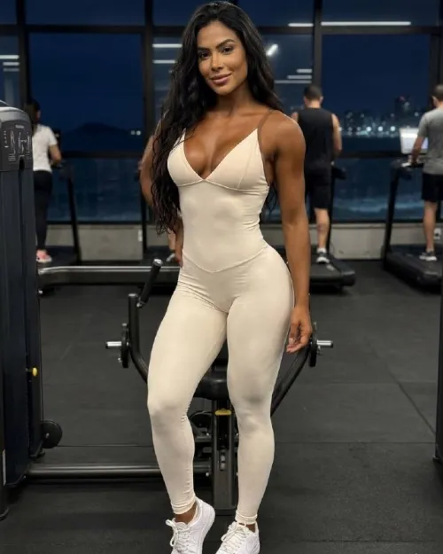 Macac�o Fitness Longo Virginia Rosa Cristal/Marrom Poliamida