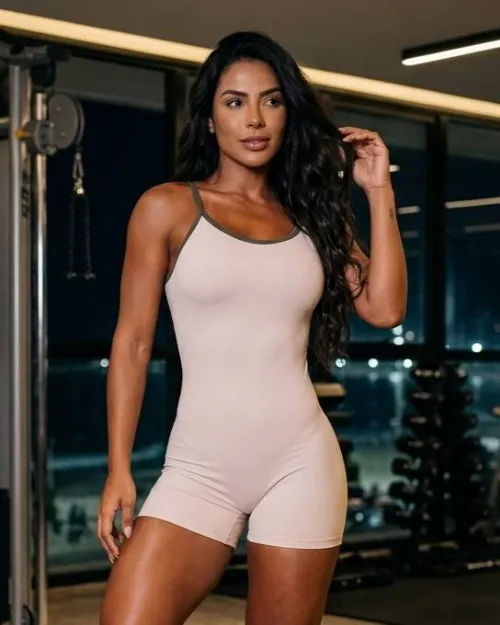 Macaquinho Fitness Virg�nia Rosa Cristal/Verde Oliva Poliamida