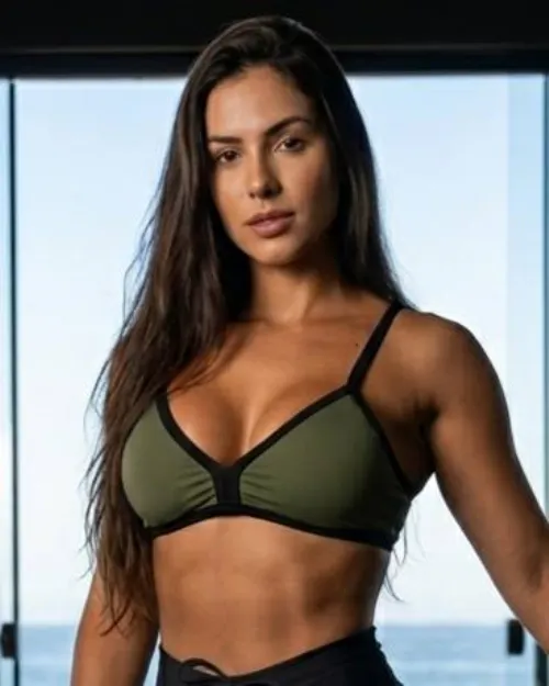 Top Fitness Lav�nia Verde Militar/Preto Poliamida