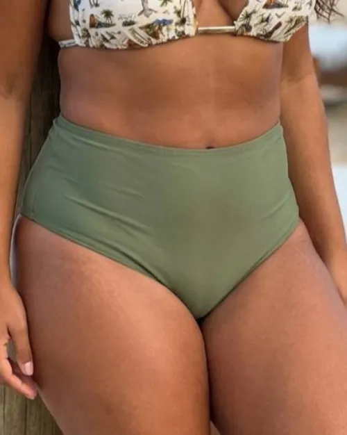 Calcinha Retr� Alta Verde Militar