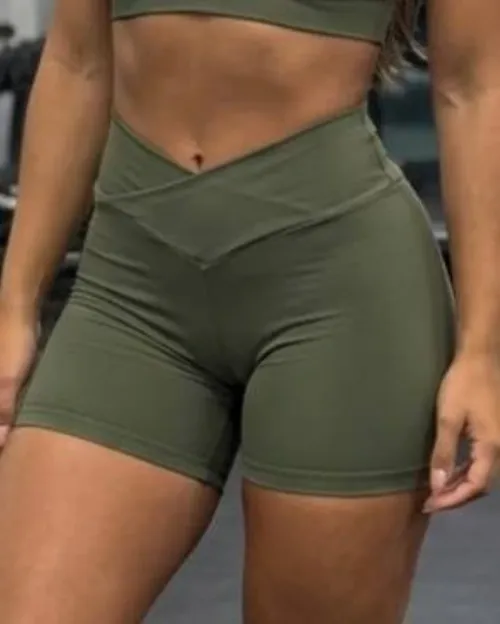 Short Fitness Modelador Verde Militar Poliamida