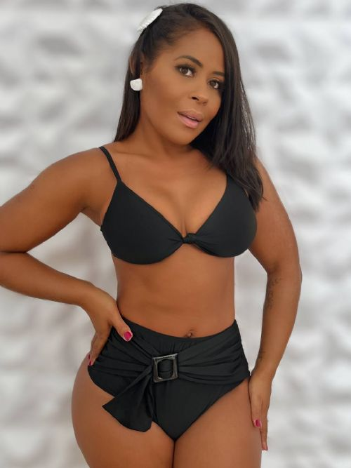 Conjunto Blogueirinha de N e Calcinha Kris Preto