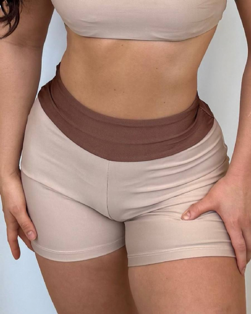 Short Fitness Empina Bumbum Champagne/Marrom