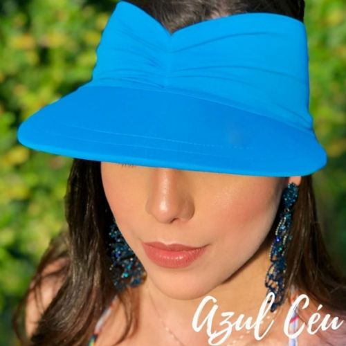Viseira turbante básica com proteção solar azul claro
