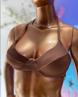 Top Meia Ta�a Canelado Marrom Caf�