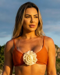 Top Blogueira de N� Flower Terracota/Off White