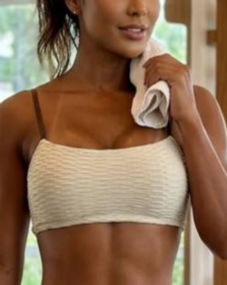 Top Fitness Thayn� Bolha Off White/Marrom Poliamida
