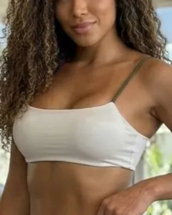 Top Fitness Thayn� Off White/Verde Oliva Poliamida