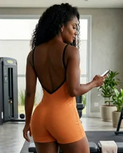 Macaquinho Fitness Virg�nia Coral/Preto Poliamida