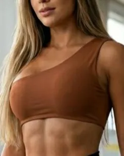 Top Fitness Lateral Marrom Claro Poliamida