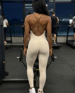 Macac�o Fitness Longo Virginia Rosa Cristal/Marrom Poliamida