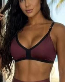 Top Fitness Regul�vel Clara Marsala/Preto Poliamida
