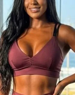 Top Fitness Multiformas Marsala/Preto Poliamida