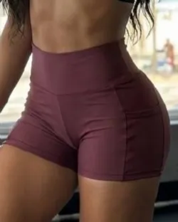 Short Fitness Bolso Marsala Poliamida