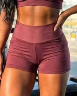 Short Fitness Bolso Marsala Poliamida