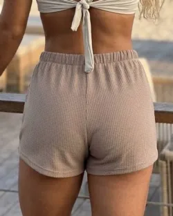 Short B�sico Texturizado Beige
