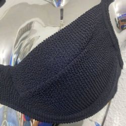 Top Blogueira com aro meia ta�a biqu�ini TEXTURIZADO PRETO