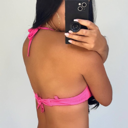 Top Meia Ta�a Canelado Rosa Pink