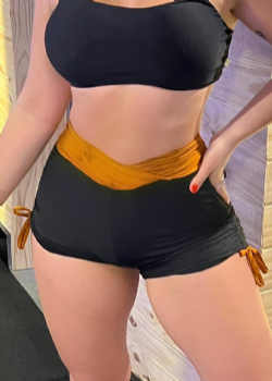 Short Fitness Regul�vel Preto/Terracota