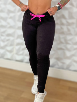 Cala Legging Fitness Preto Merlim Vis Rosa Neon