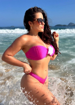 Conjunto Top Cindy e Fio Empina Drapeado Rosa Pink