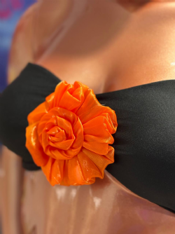 Top Cindy Preto/Coral com bojo