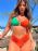 Conjunto Top Brbara Duo Verde/Coral e Calcinha Curves Coral